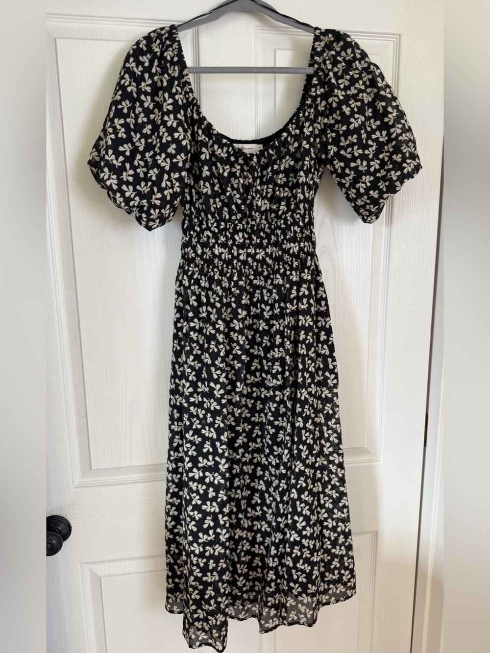 GUC Tory Butch Smocked Puff Sleeve Midi Dress Sz S